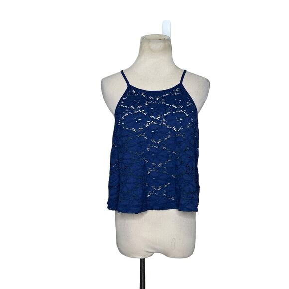 Express blue eyelet racer back tank top Cami Size M - Picture 1 of 11